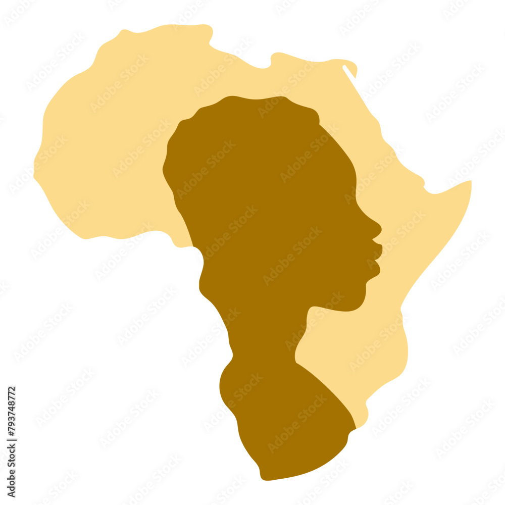 Vector illustration of Africa Map with man silhouette on transparent background