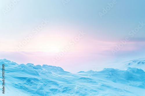 Pastel Dawn Sky over a Tranquil and Cold Snowy Winter Landscape