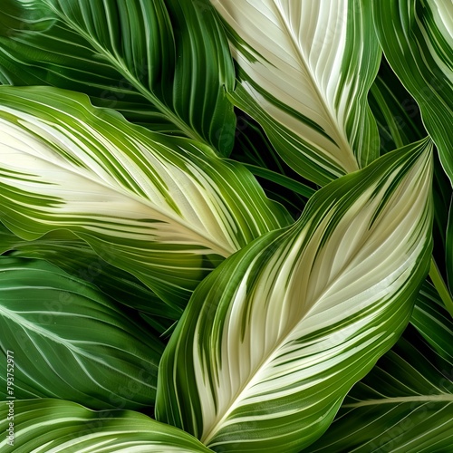 Closeup of a terrestrial plant with green and white leaves