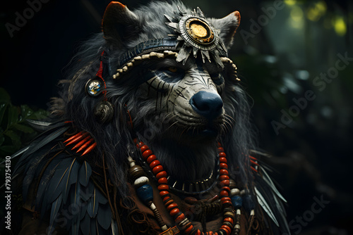 wolf in tribal style