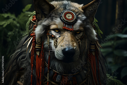 wolf in tribal style