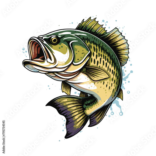 Big Bass Fish Vintage Engraved Style photo