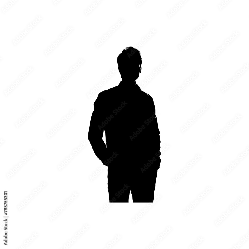 Silhouette of a Man Standing Confidently. Vector illustration design.
