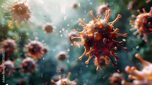 Highly Detailed Microscopic Visualization of Novel Coronavirus Particle Structure in Digital Rendering © lertsakwiman