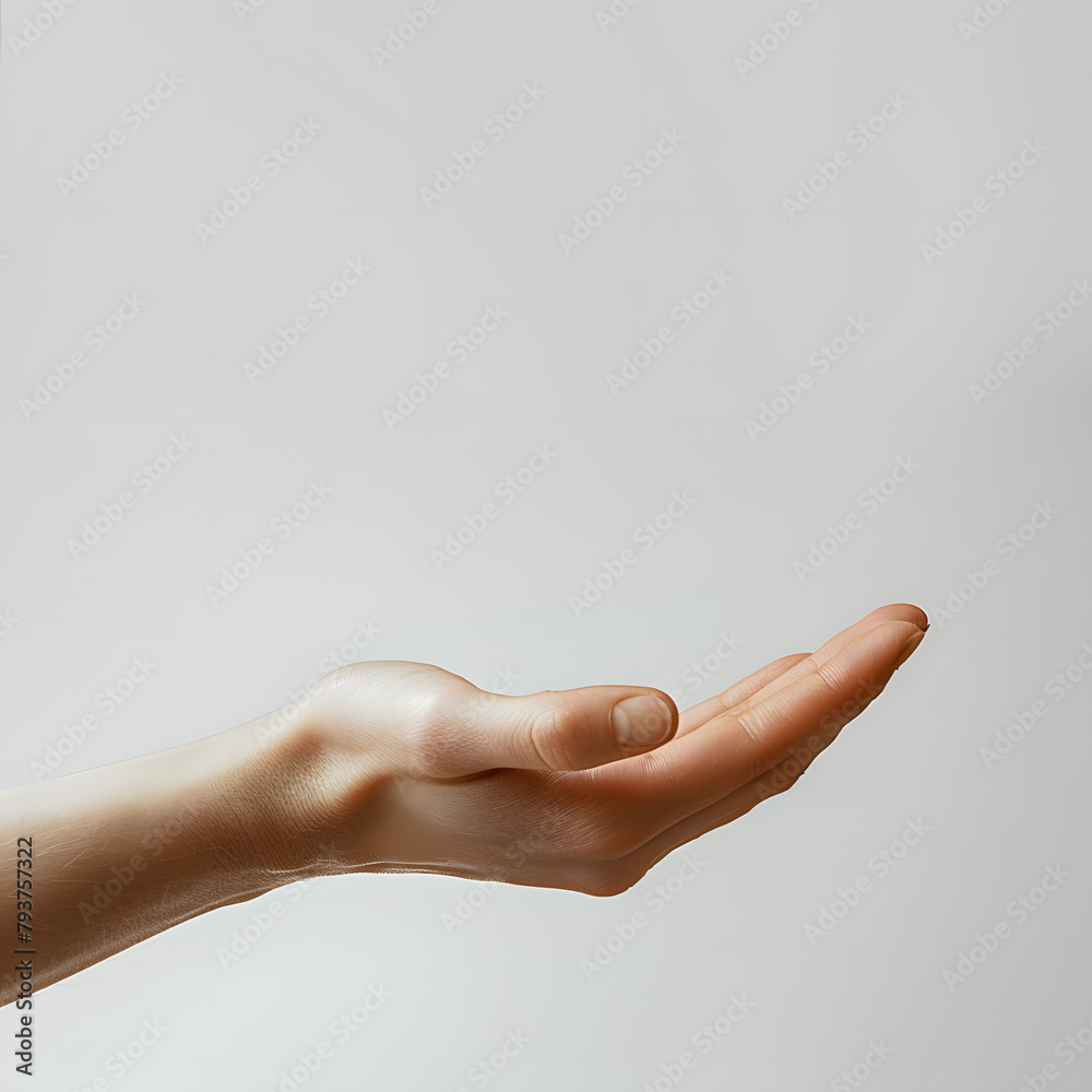 Side view of hand showing fingers,white background Side view of hand showing fingers,white background