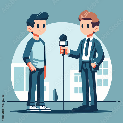 illustration of a reporter interviewing a person