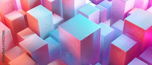 Colorful Square Block Cube Geometric Pattern Background  3d render