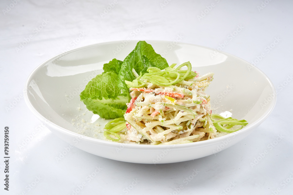 coleslaw salad on the white plate