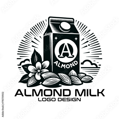 Almond Milk Vector Logo Design