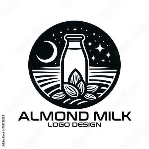 Almond Milk Vector Logo Design