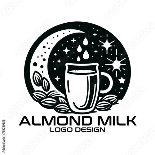 Almond Milk Vector Logo Design