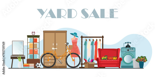 Yard sale or garage sale banner or flea market. © Zentangle