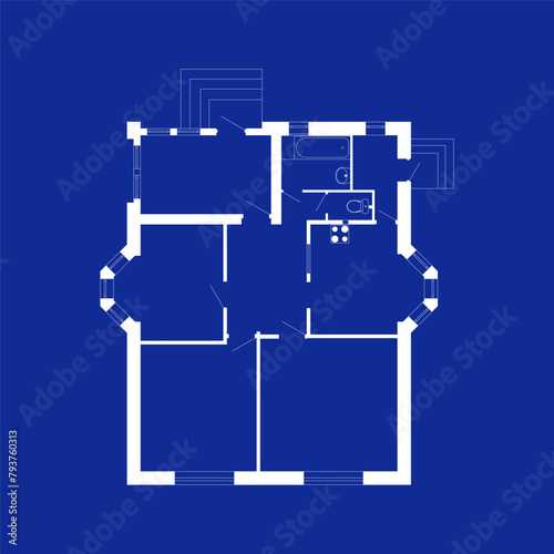 House. Floor plan of a modern apartment. Vector blueprint for your design. Architectural background.