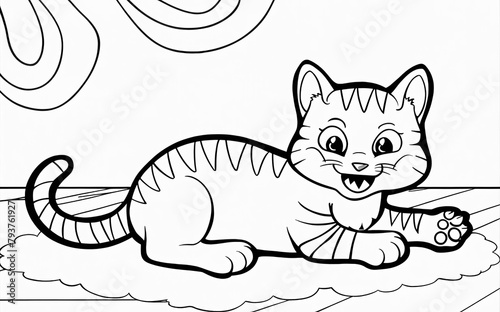 Black and white sketch of a cat. Drawing for coloring