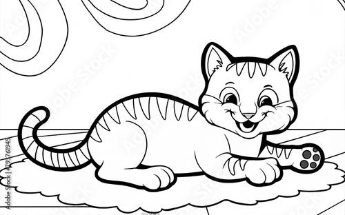 Black and white sketch of a cat. Drawing for coloring