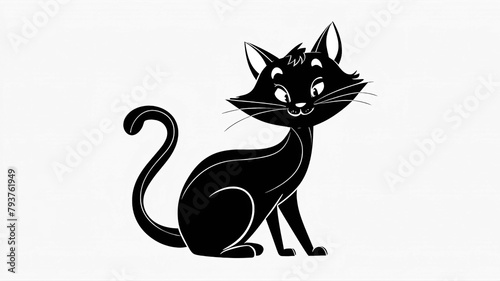 Black and white sketch of a cat. Drawing for coloring