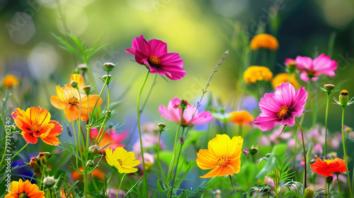 Beautiful flowers in the green field