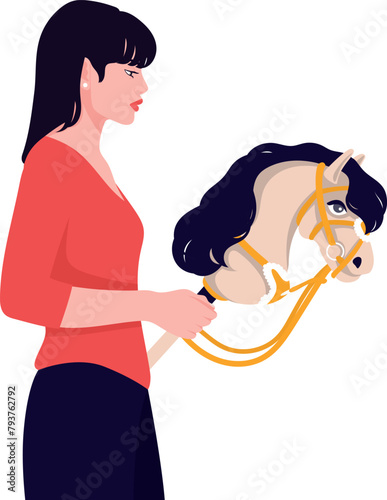 Athletic teenager doing hobbyhorse in tracksuit