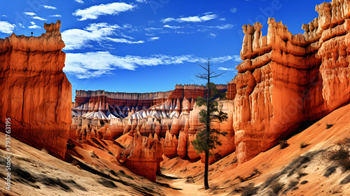 Discovering the Magnificence of the Rocky Mountains and Bryce Canyon National Park amidst Nature's Canvas Set against the Boundless Sky cotton like clouds background