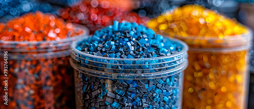 Plastic Pellets for Recycling, Colorful Chemical Granules, Industrial Polymer Background