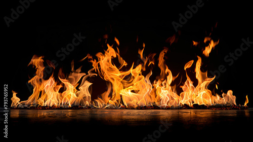 Burning fire on black background