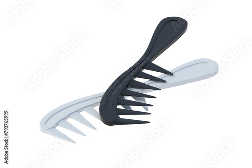 Combs for hair isolated on white background. 3d render