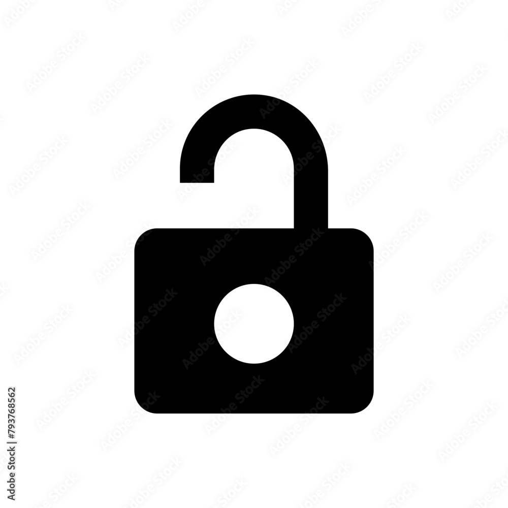 Open padlock style vector icon isolated on blank background. Editable and color-changing. Open padlock style vector icon isolated on blank background. Editable and color-changing.