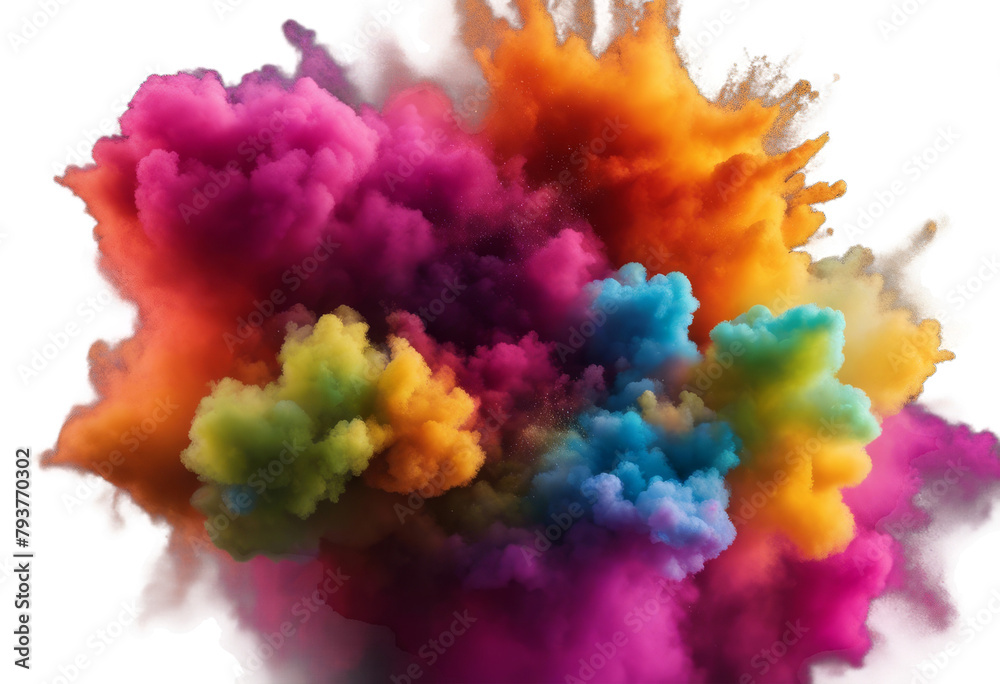 Colored powder explosion on black background. stock photo
