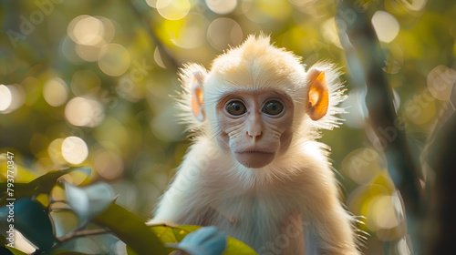 portrait of a albino macaque photo