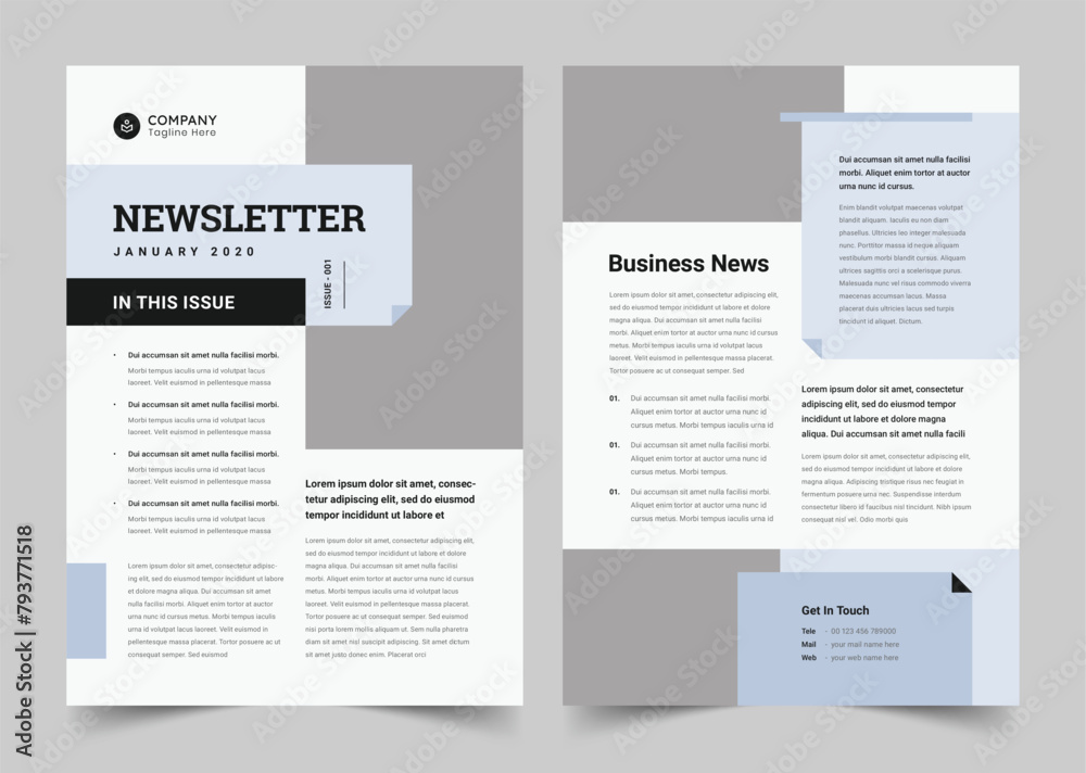 Business Newsletter Design, A4 Newsletter template, Annual Report Design