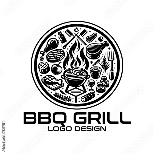 BBQ Grill Vector Logo Design photo