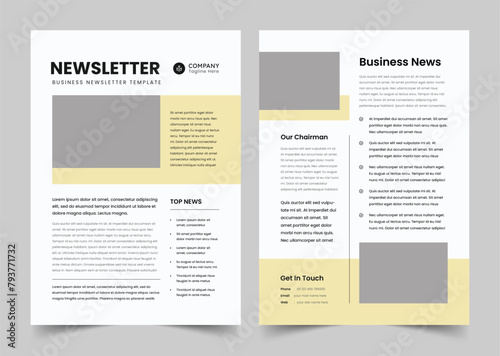 Business Newsletter Design, A4 Newsletter template, Annual Report Design (ID: 793771732)