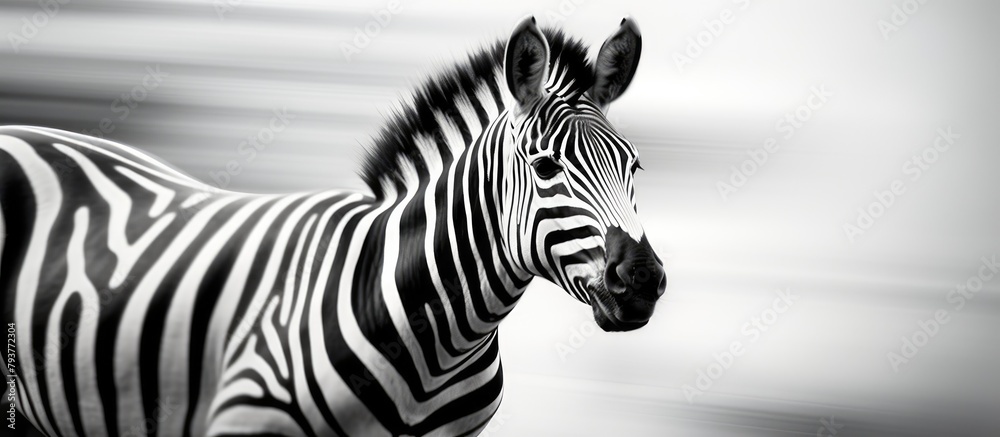 Naklejka premium Zebra in front of blurred background