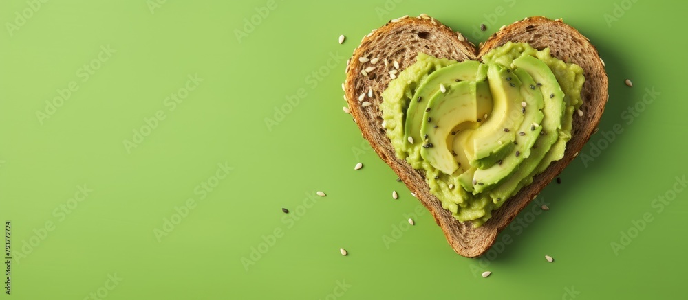 Obraz premium Heart-shaped avocado on bread
