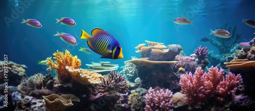 Fish swimming in a vast tank