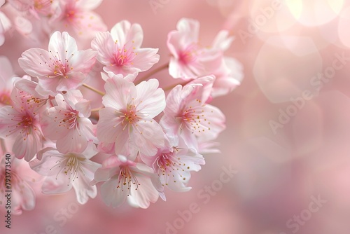 Beautiful cherry blossoms in full bloom, with a blurred background © EnelEva