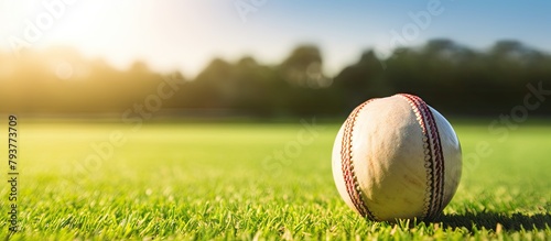 Baseball on field in sunlight