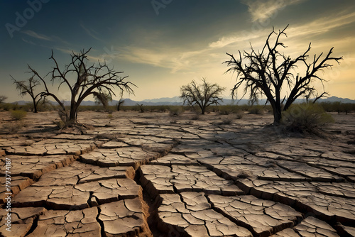 Landscape of a drought land photo