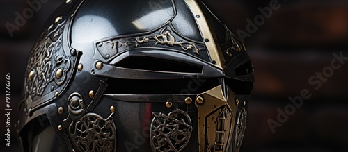 Close up of a helmet marked with a cross