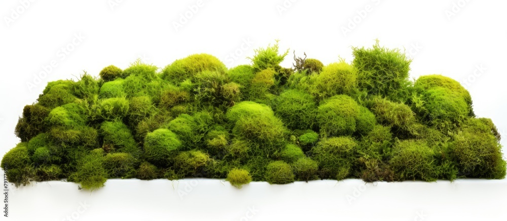 Pile of green moss on white surface Pile of green moss on white surface