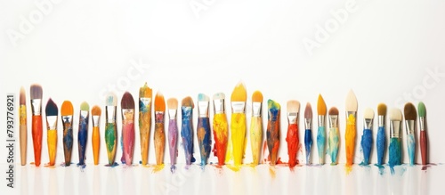 Row of Colorful Paint Brushes photo