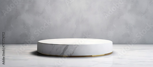 White marble table gold base photo