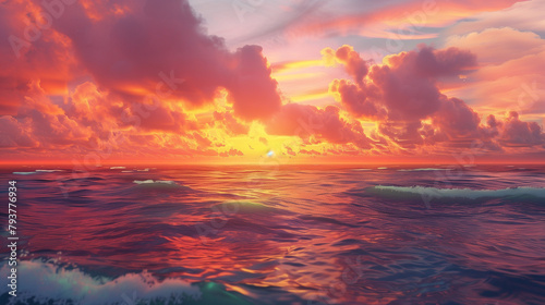Golden Sunrise: Hopeful Dawn Over Ocean © William