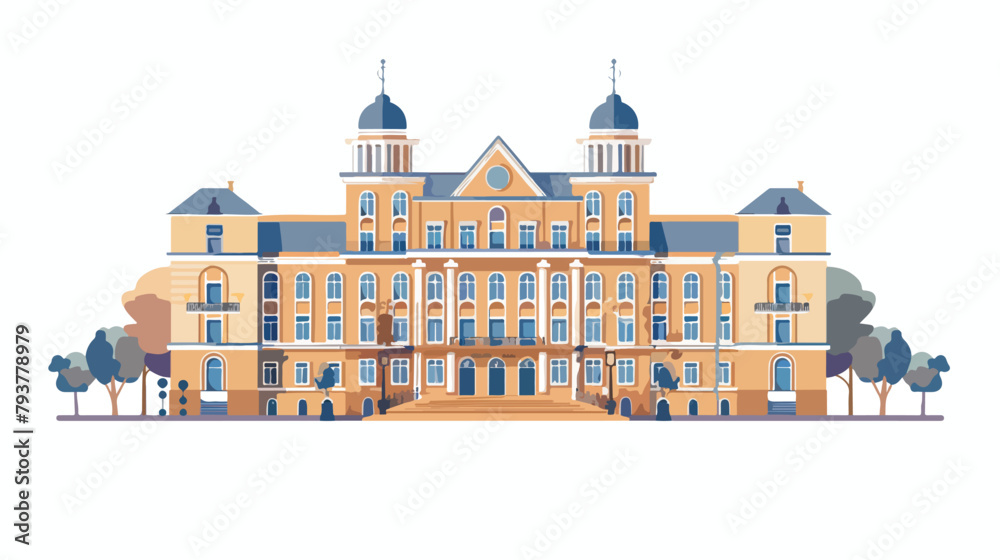 City hall building in flat style isolated on white background