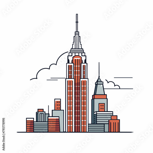 Empire State Building. Empire State Building hand-drawn comic illustration. Vector doodle style cartoon illustration