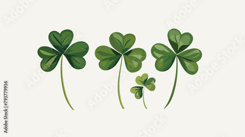 Clover leaf triple in a flat style a sign of good luck