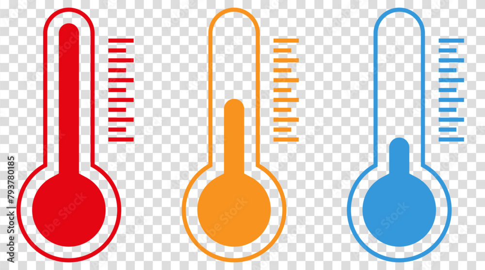 Temperature color icon set. Weather symbol isolated on transparent background Temperature color icon set. Weather symbol isolated on transparent background