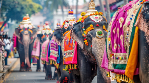 Indian elephant in beautiful clothes and decorations 