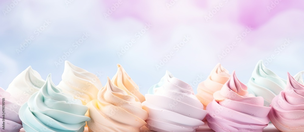Various ice cream colors on a table