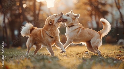 On Friendship Day, two dogs playing reflect the depth of non-human companionship photo